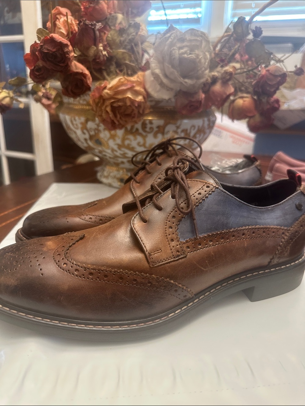 #40 Base London Lennox and blue & Brown Leather Wingtip Derbys